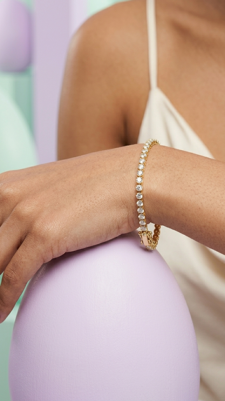 Diamond Tennis Bracelet — Bezel Single Line 0.83CT