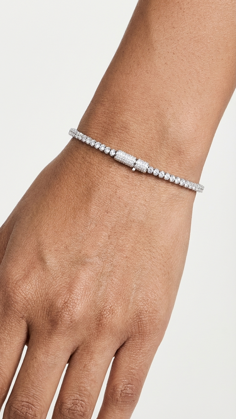Diamond tennis bracelet on wrist