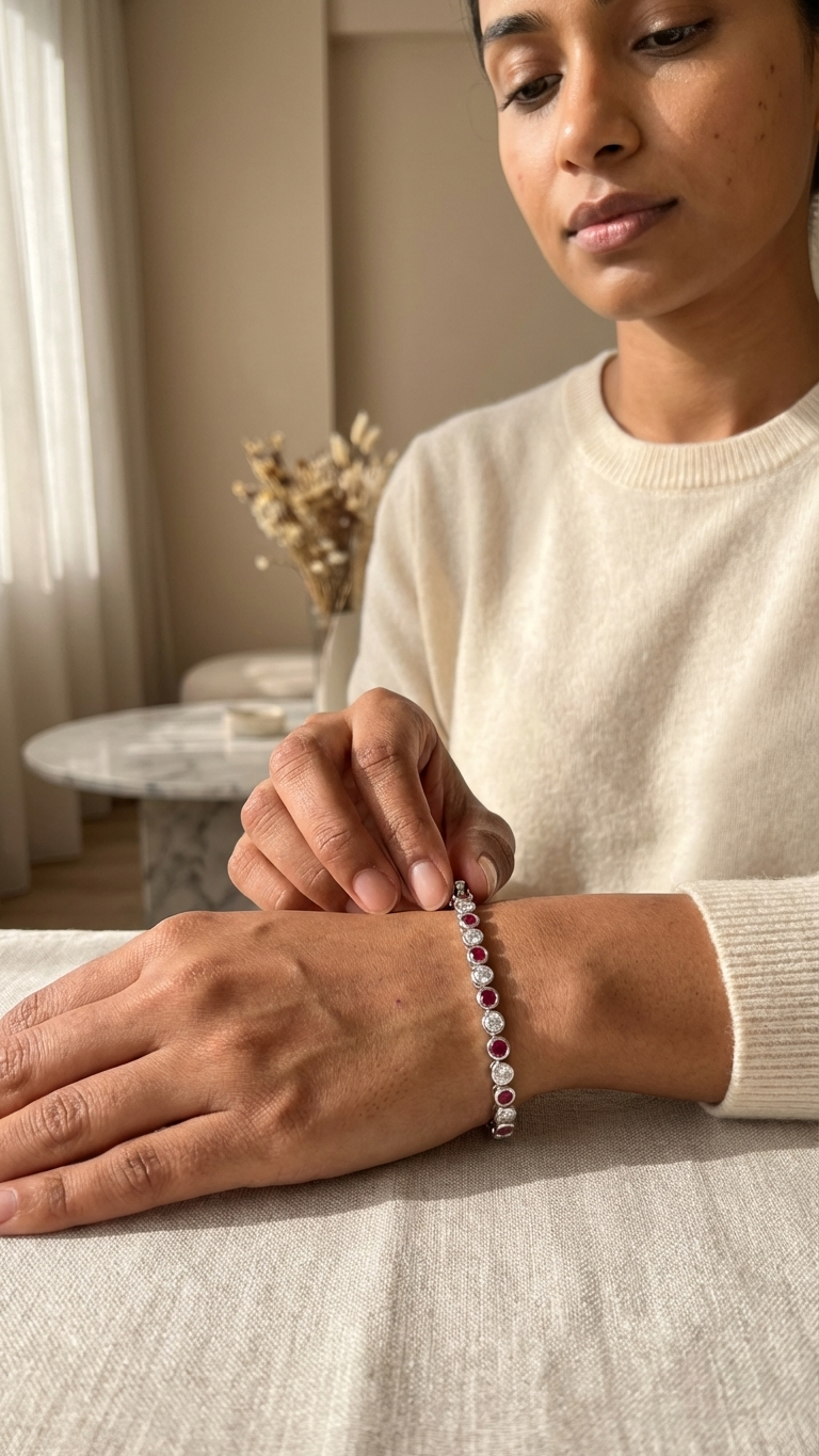 Pink Diamond & Diamond Tennis Bracelet — Bezel Set White 1.47CT + Pink 1.88CT