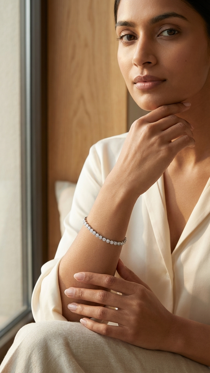 Diamond Tennis Bracelet — Bezel Single Line 0.902CT